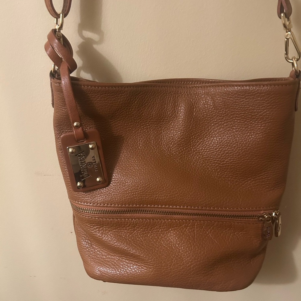Valentina Tan Leather Shoulder Bag